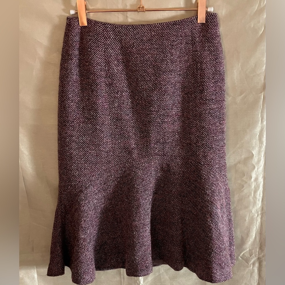 Women’s Ann Taylor Mermaid Ruffle Skirt Size 0 Pink/Black Tweed Wool Blend